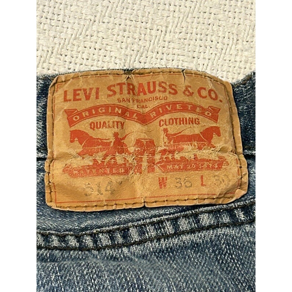 Levi's 514 Jeans Mens Size 36x30 Blue Straight Leg Distressed (34 X 28 1/2) - Picture 13 of 16